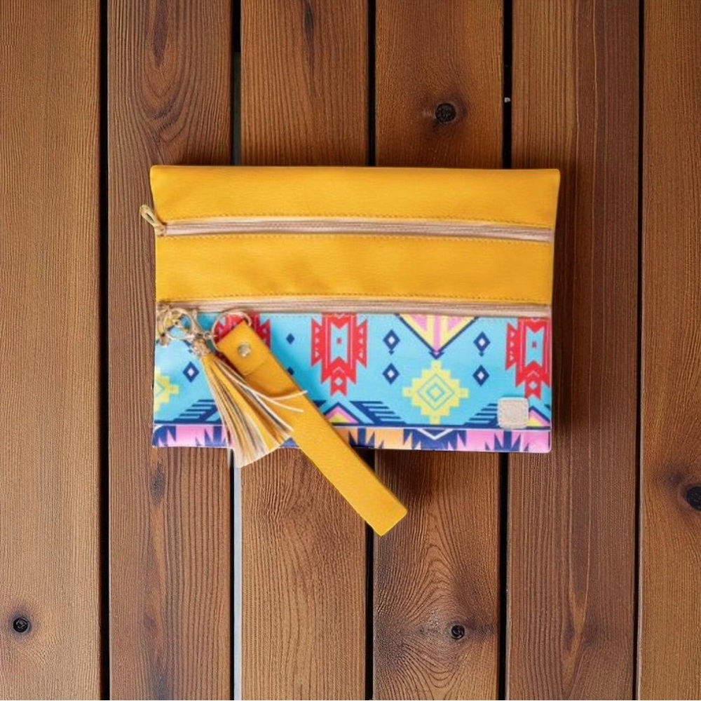 Colorful Patterned Clutch with Tassel